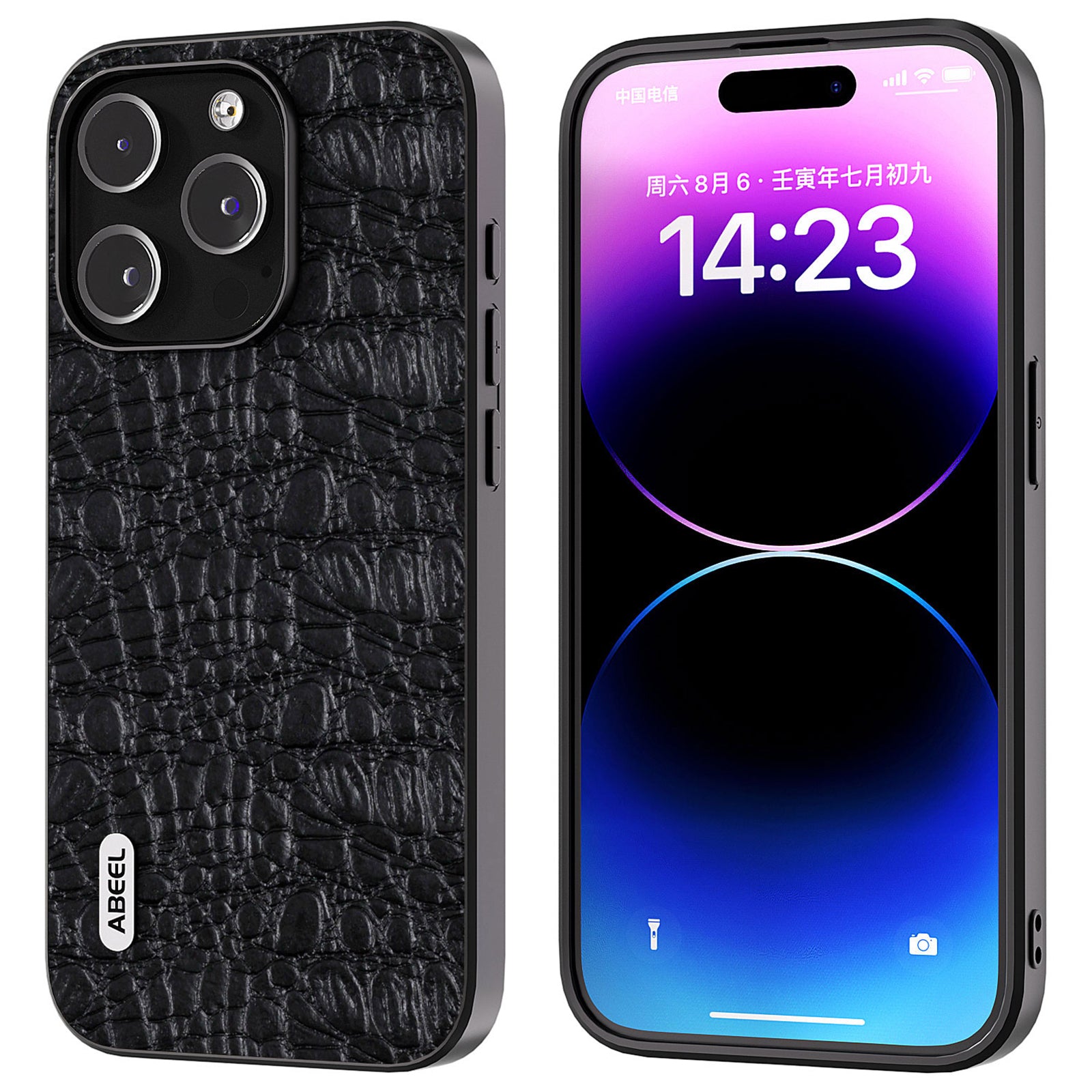ABEEL Til iPhone 15 Pro Slagfast telefonetui Ægte kolæder PC TPU tekstureret cover ABEEL Til iPhone 15 Pro Slagfast telefonetui Ægte kolæder PC TPU tekstureret cover